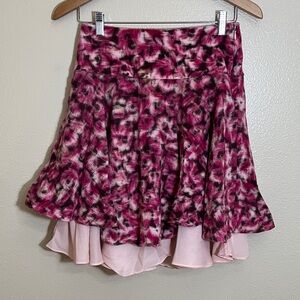 Etcetera Pink Patterned Wool Layered Skirt